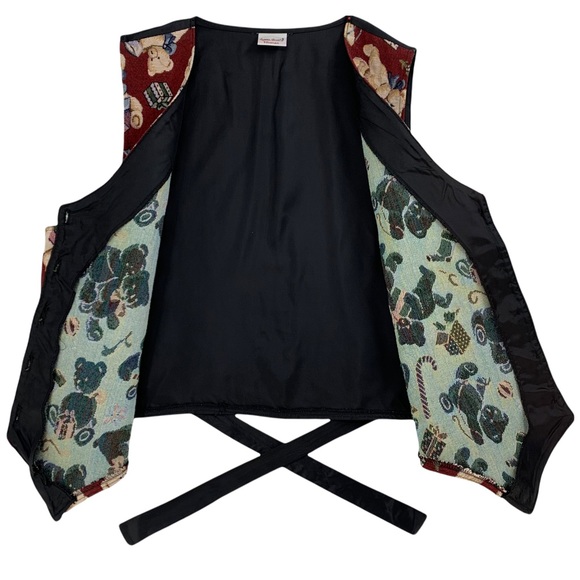 Vintage Tapestry Teddy Bear Christmas Vest by Bobbie Brooks - Picture 6 of 14